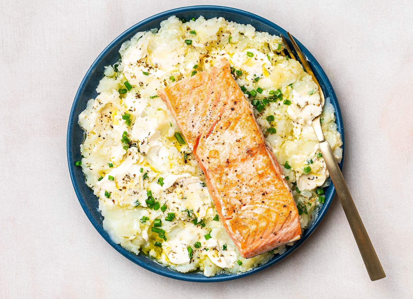Seared Salmon + Creamy Herb Mashed Potatoes