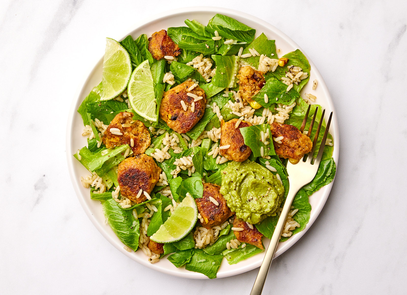 Black Bean Ball + Guacamole Salad