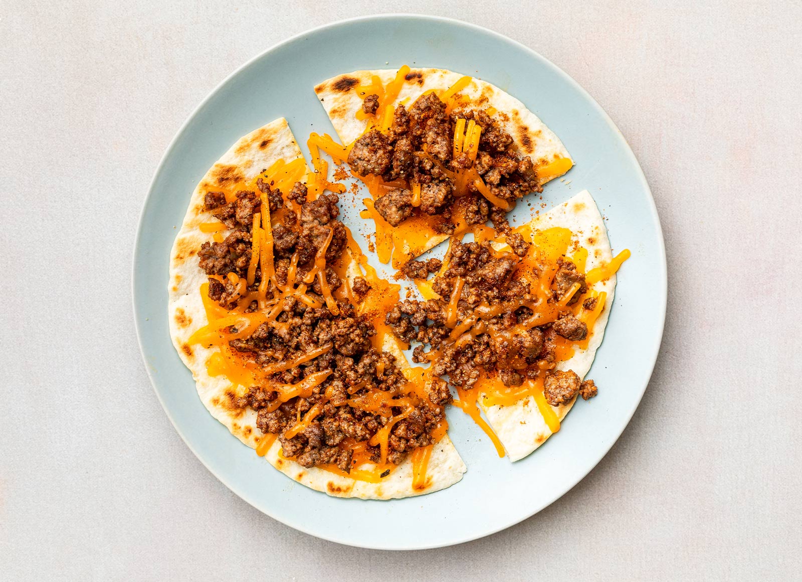 Tex-Mex Ground Beef Patties 'n Cheese Tostada