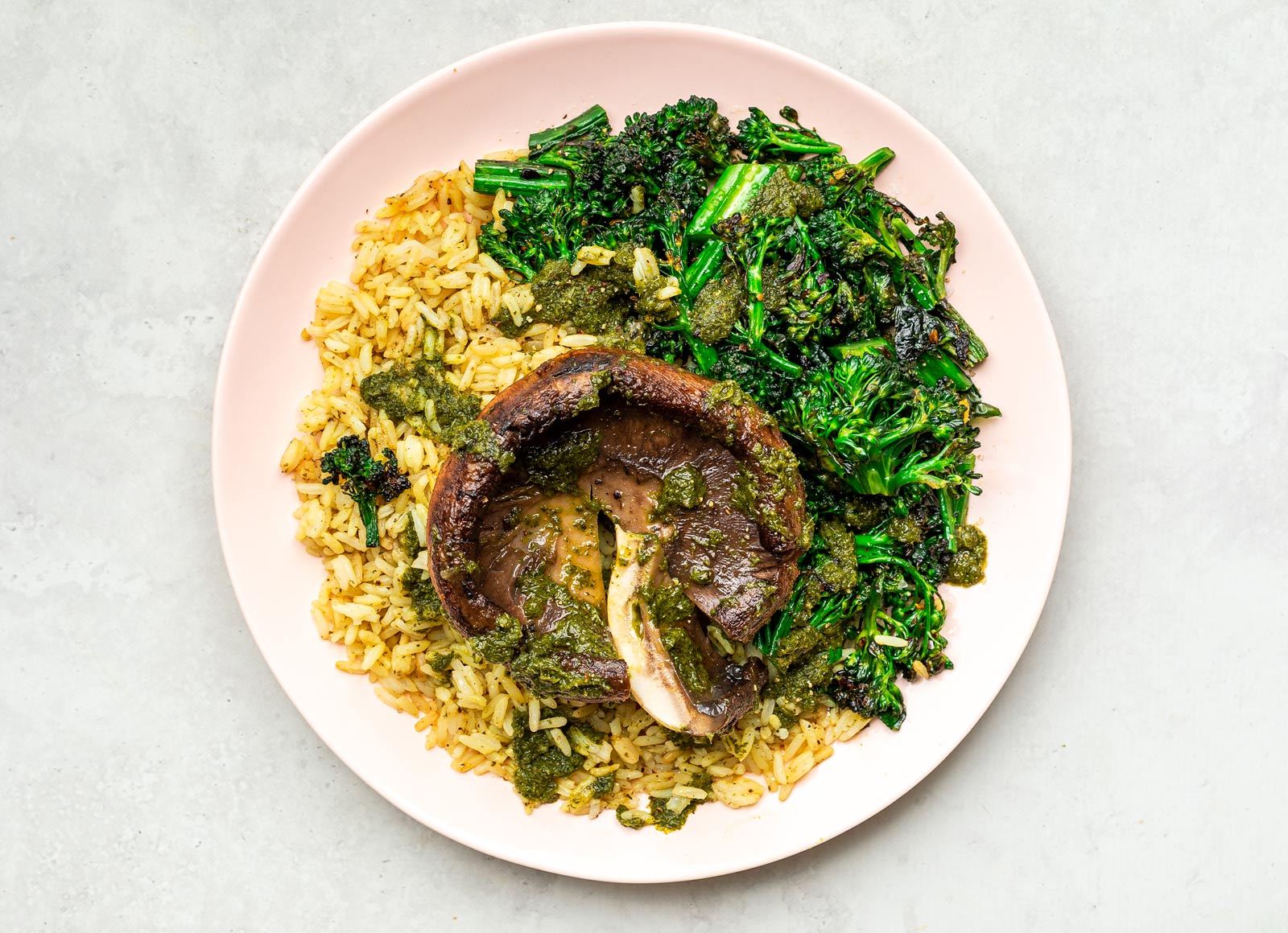 Portabella Mushrooms with Rice + Chimichurri