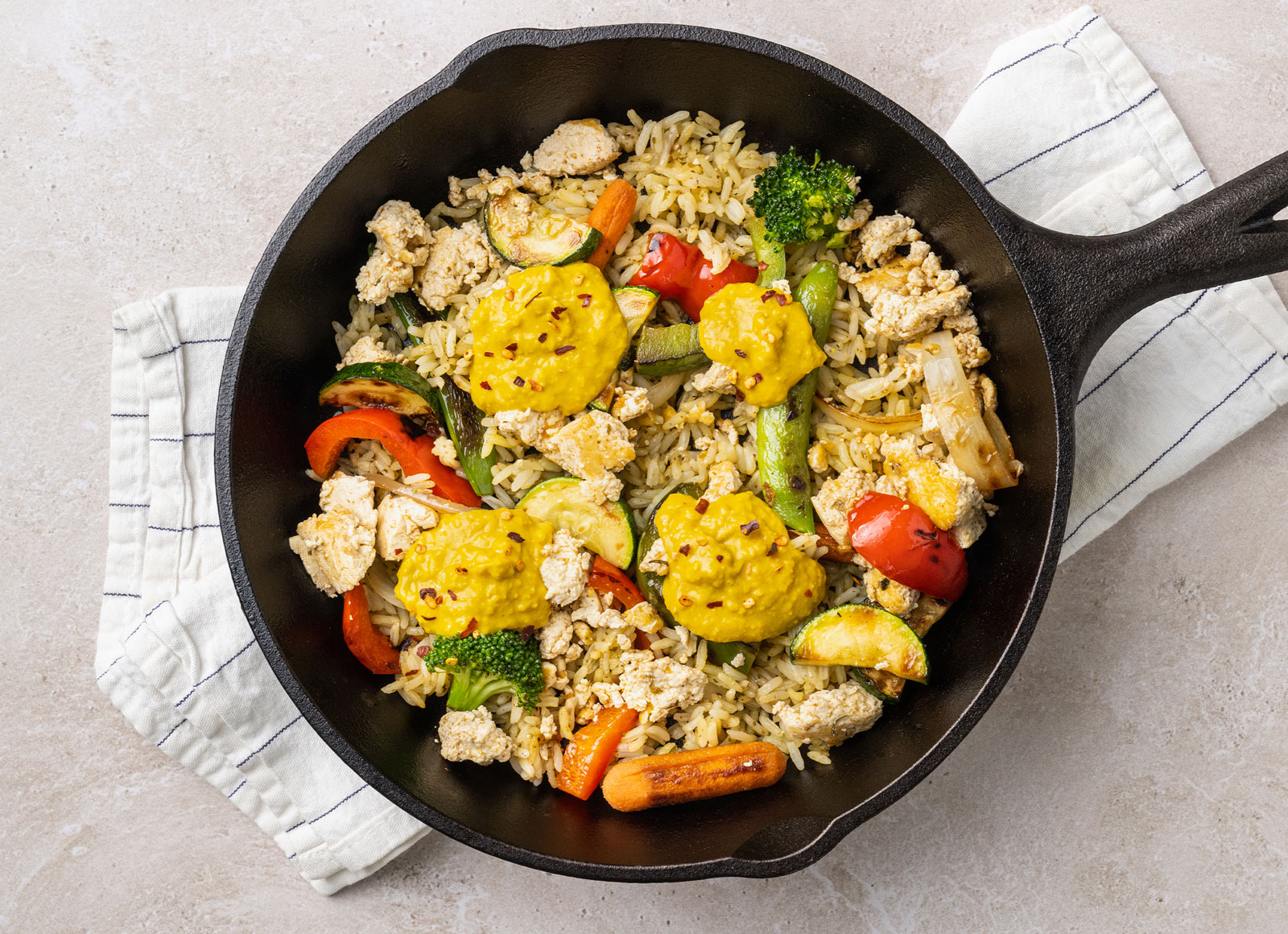 Coco Curry Savory Spiced Tofu Bites + 7-Veggie Stir-Fry
