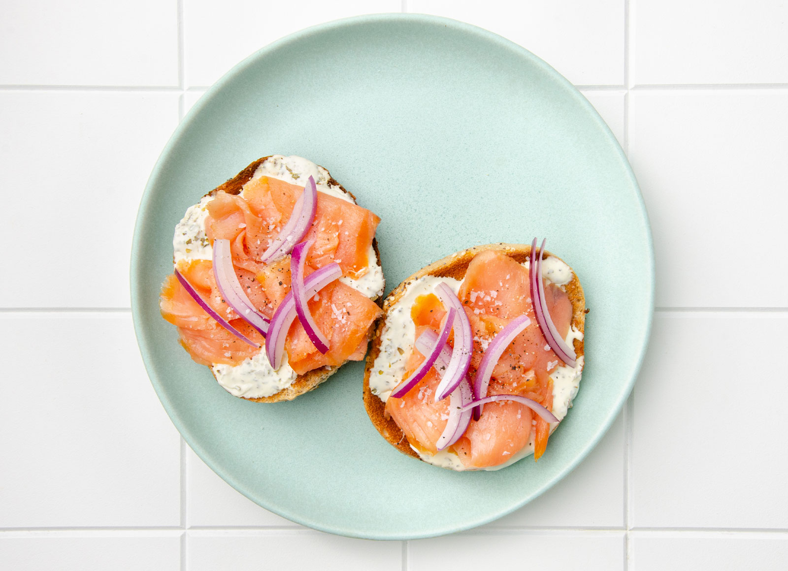 Deli-Style Lox + Herby Cream Cheese Bagel