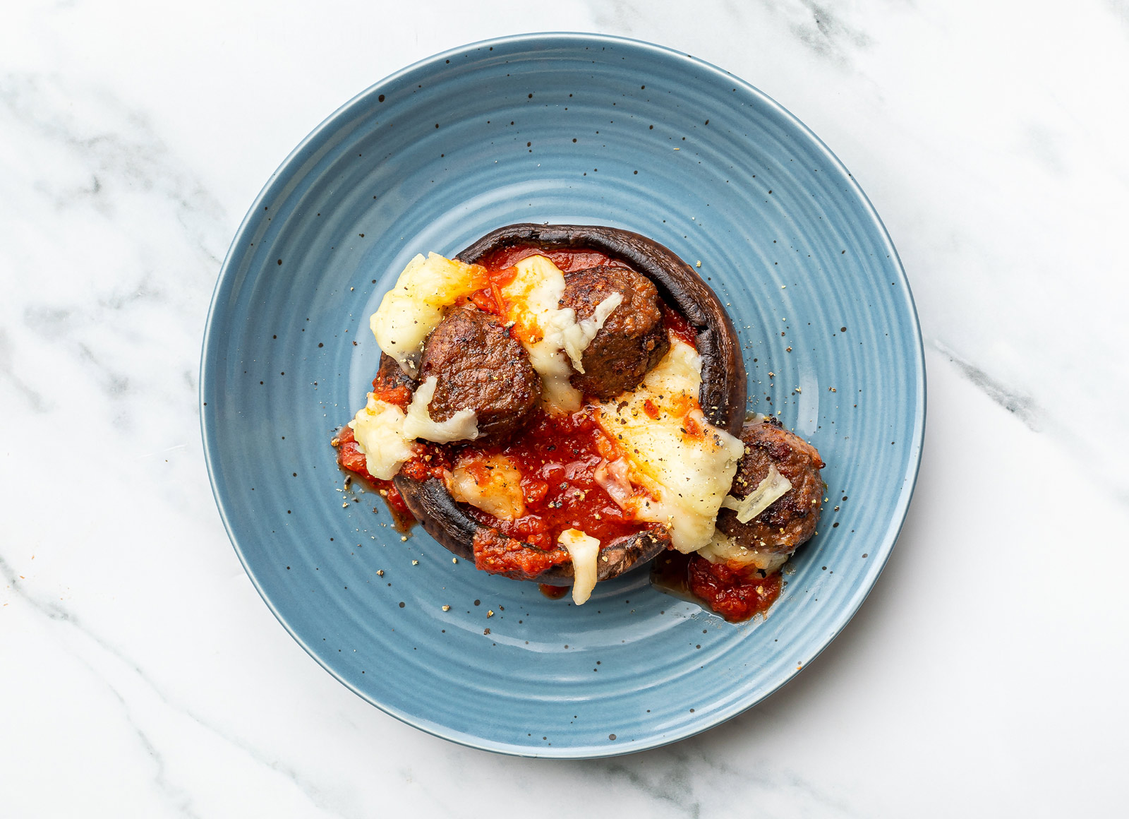 Beyond Meatball Marinara Stuffed Mushrooms