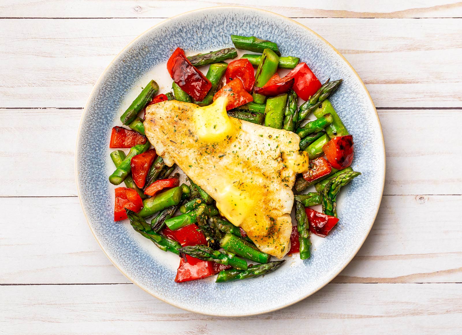 Sheet-Pan Herb Butter Cod + Asparagus