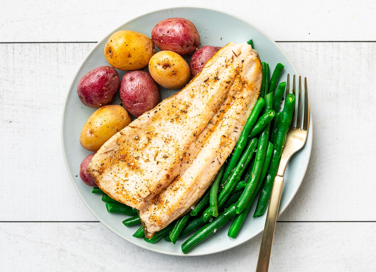 Roasted Honey Herb Steelhead Trout with Baby Potatoes