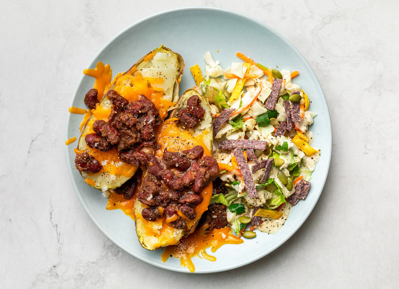 Red Bean Potato Boats + Side Salad