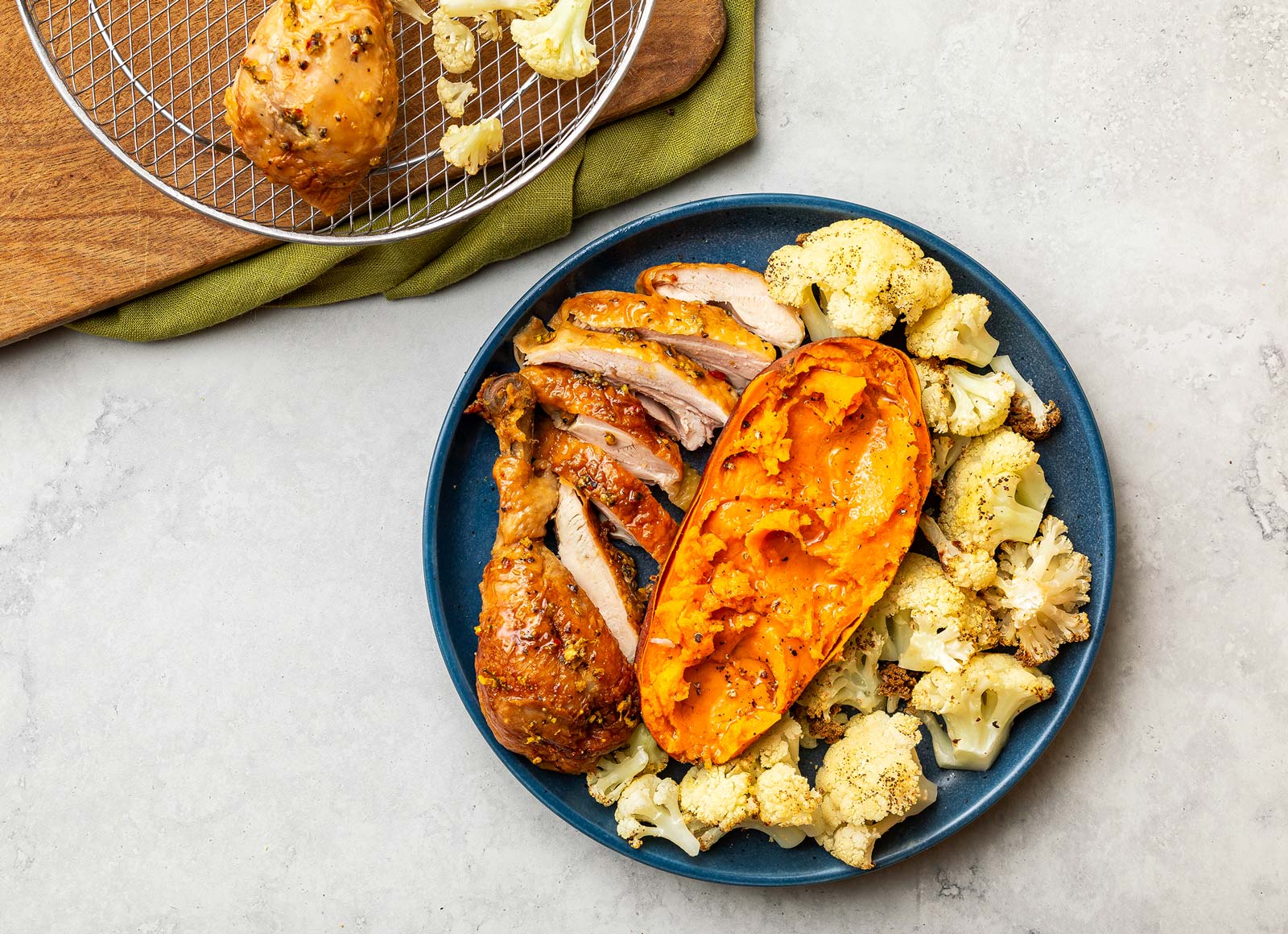 Air Fryer Lemon Pepper Chicken + Cauliflower