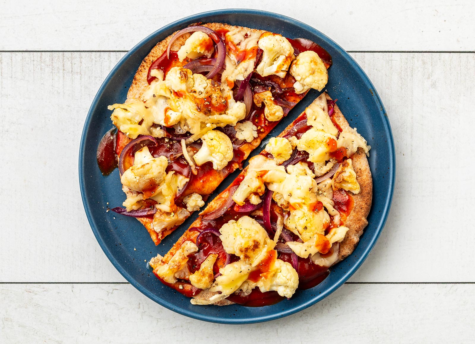 Cheezy BBQ Cauliflower Whole Grain Pita Pockets Flatbread