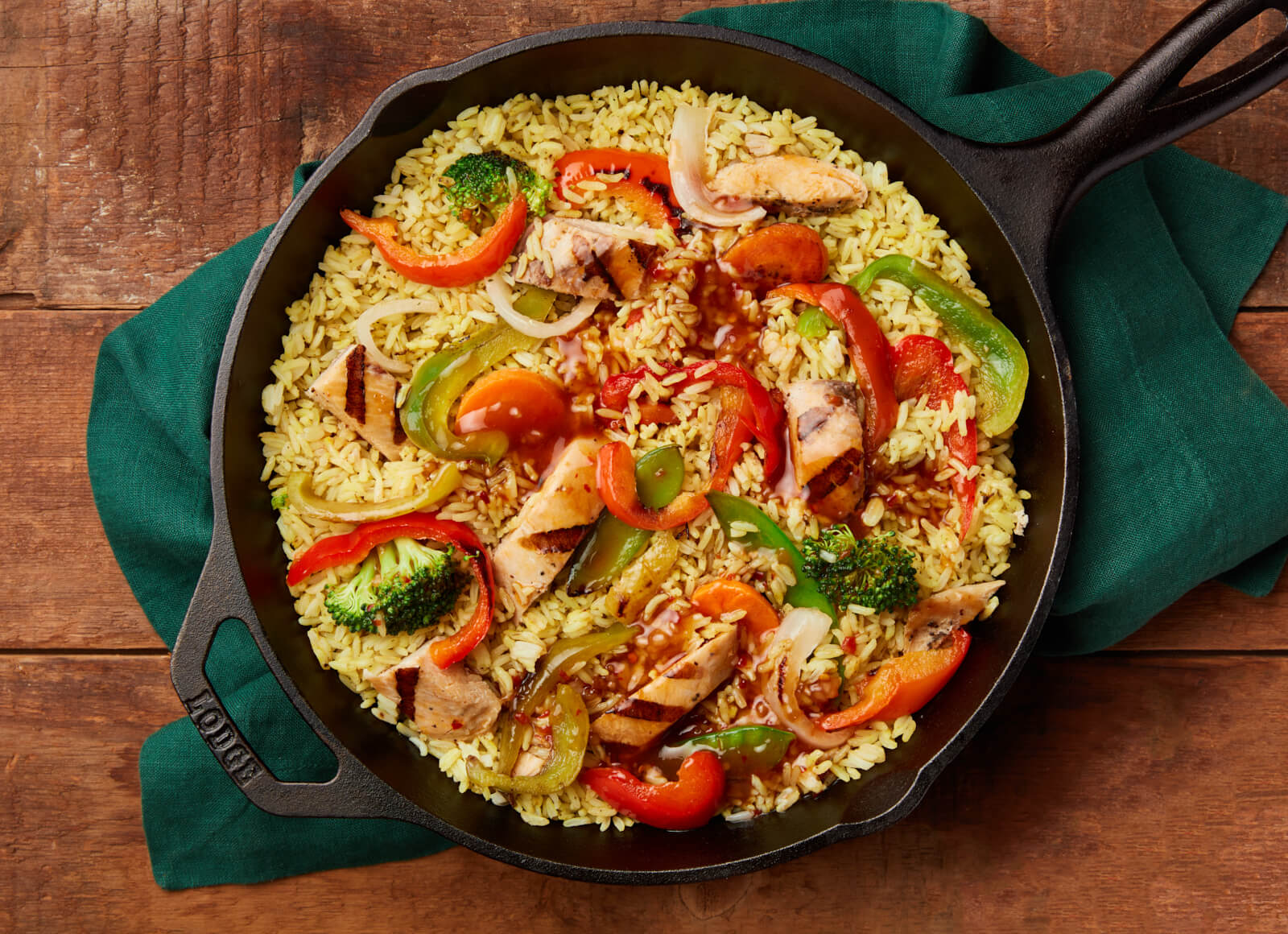 Gingery Grilled Chicken + Stir-Fry Veggies with Jasmine Rice