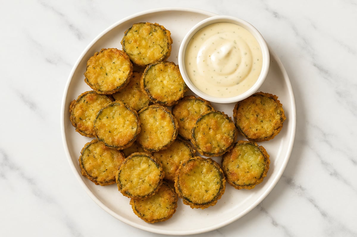 Air Fryer Pickle Chips with Buttermilk Ranch Dressing