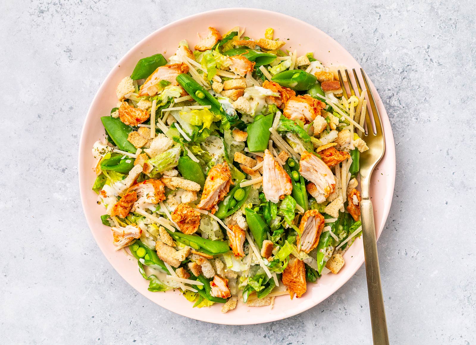 Sweet Pea + Chile Chicken Caesar Salad