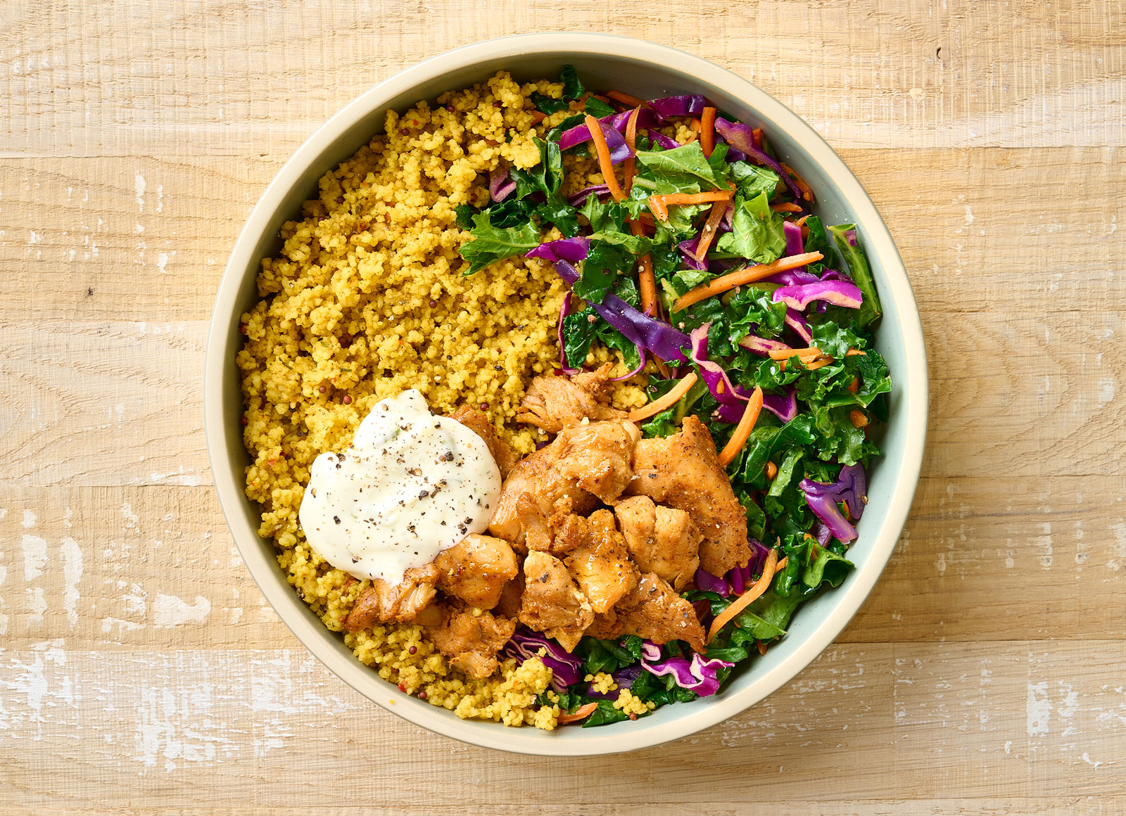 Rainbow Tzatziki Chicken Couscous Bowl