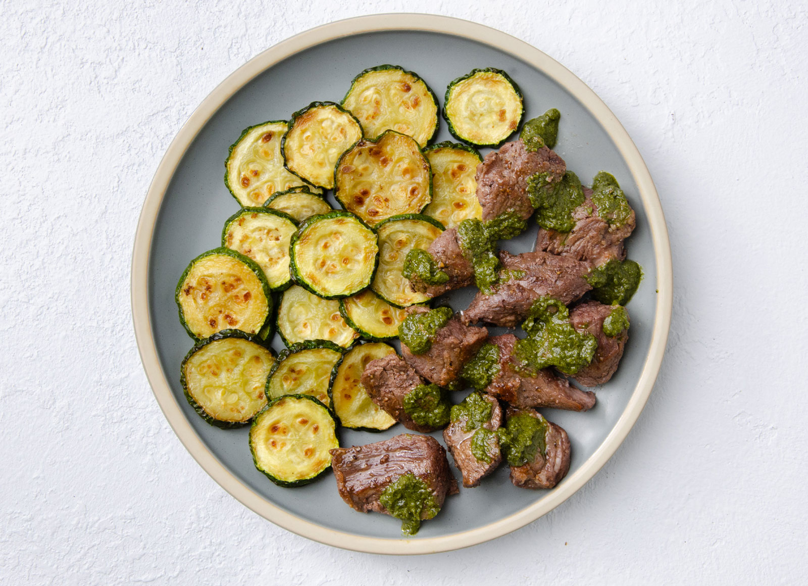 Chimichurri Sirloin Beef Tips with Zucchini