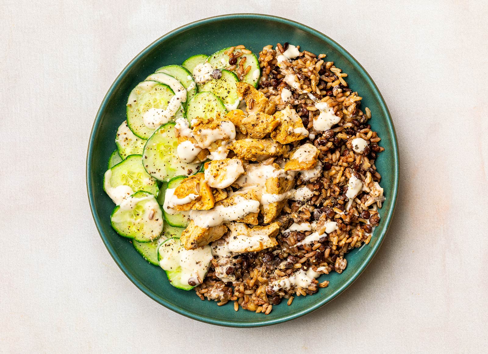 Shawarma-Style Rice Bowl with Creamy Asiago