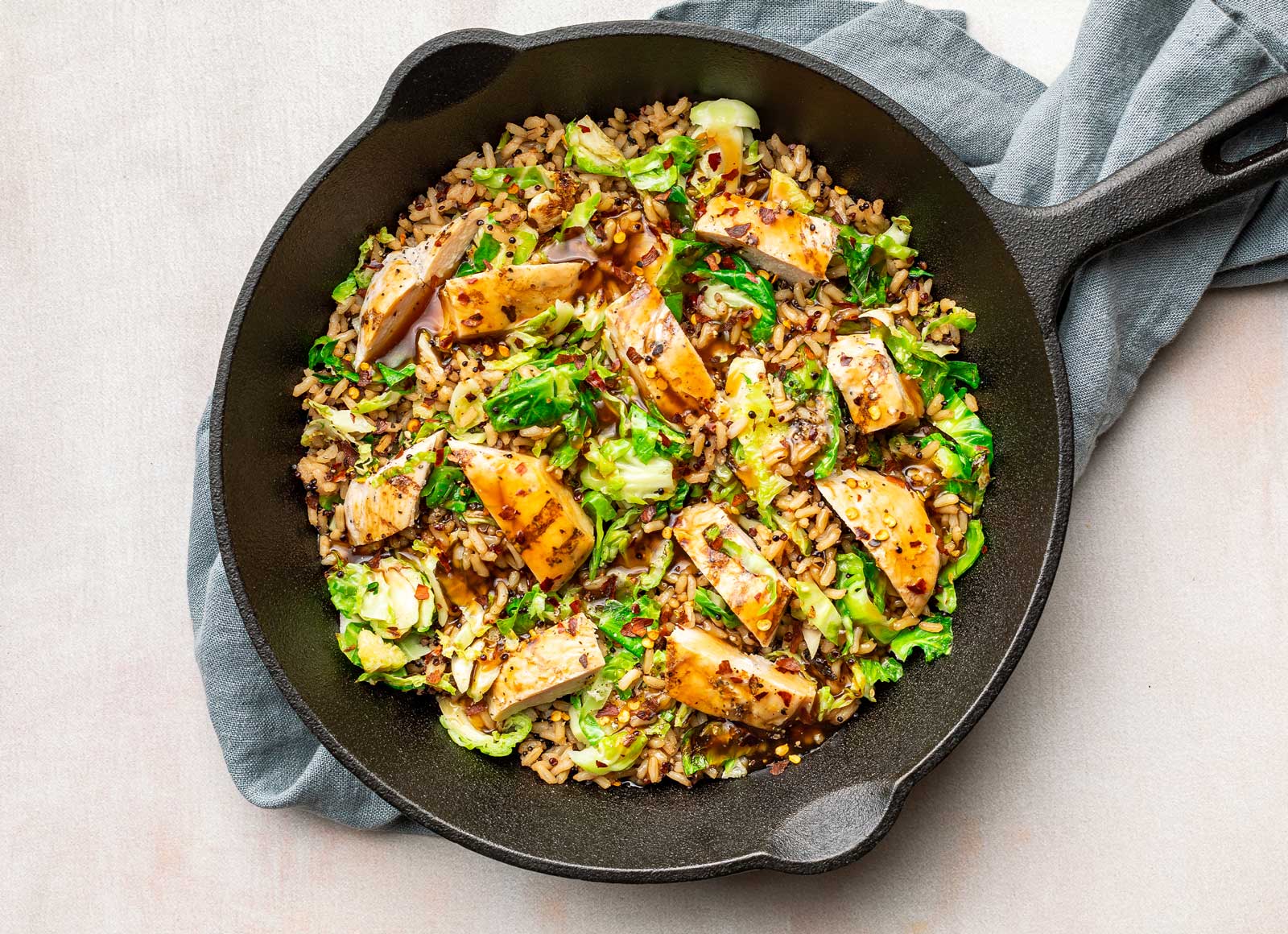 Sesame Ginger Chicken + Brussels Fried Rice