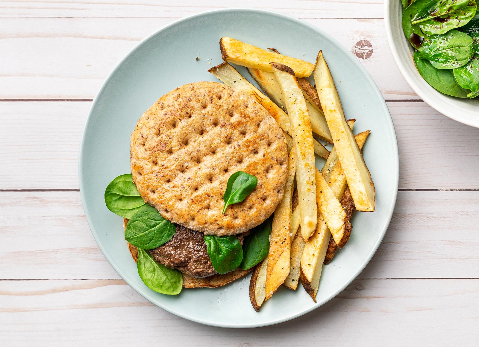 Burger with Russet Microwave-Ready Potato Fries