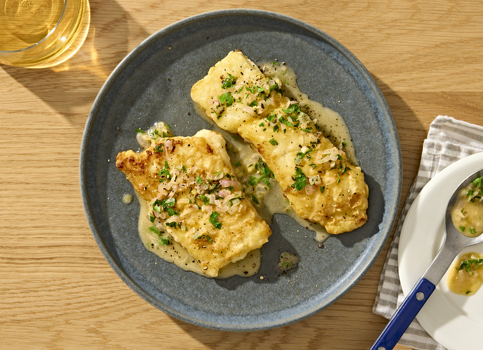 America's Test Kitchen Pan-Seared Cod with Herb Butter Sauce