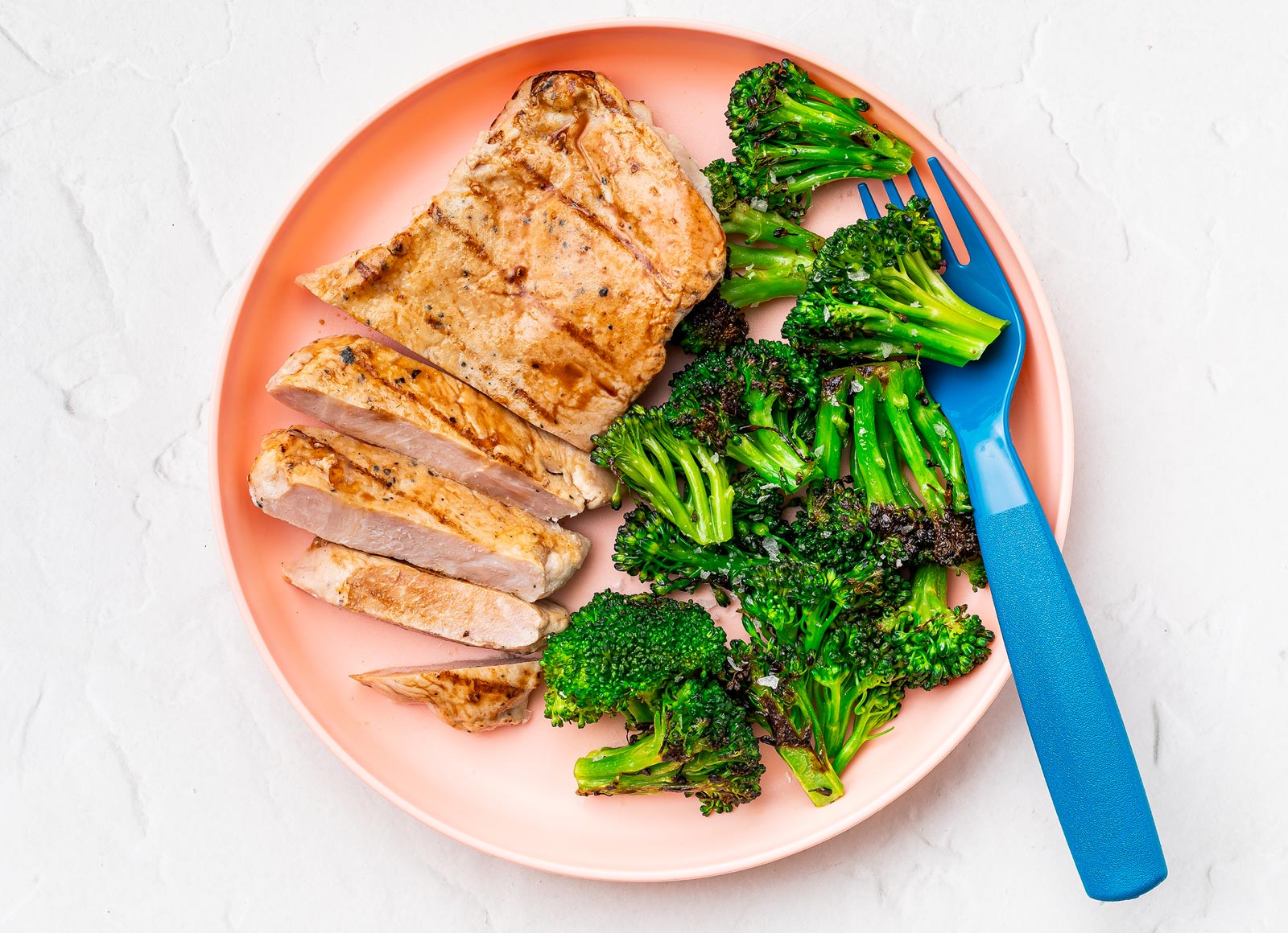 Grilled Pork Chop + Steamed Broccoli Florets