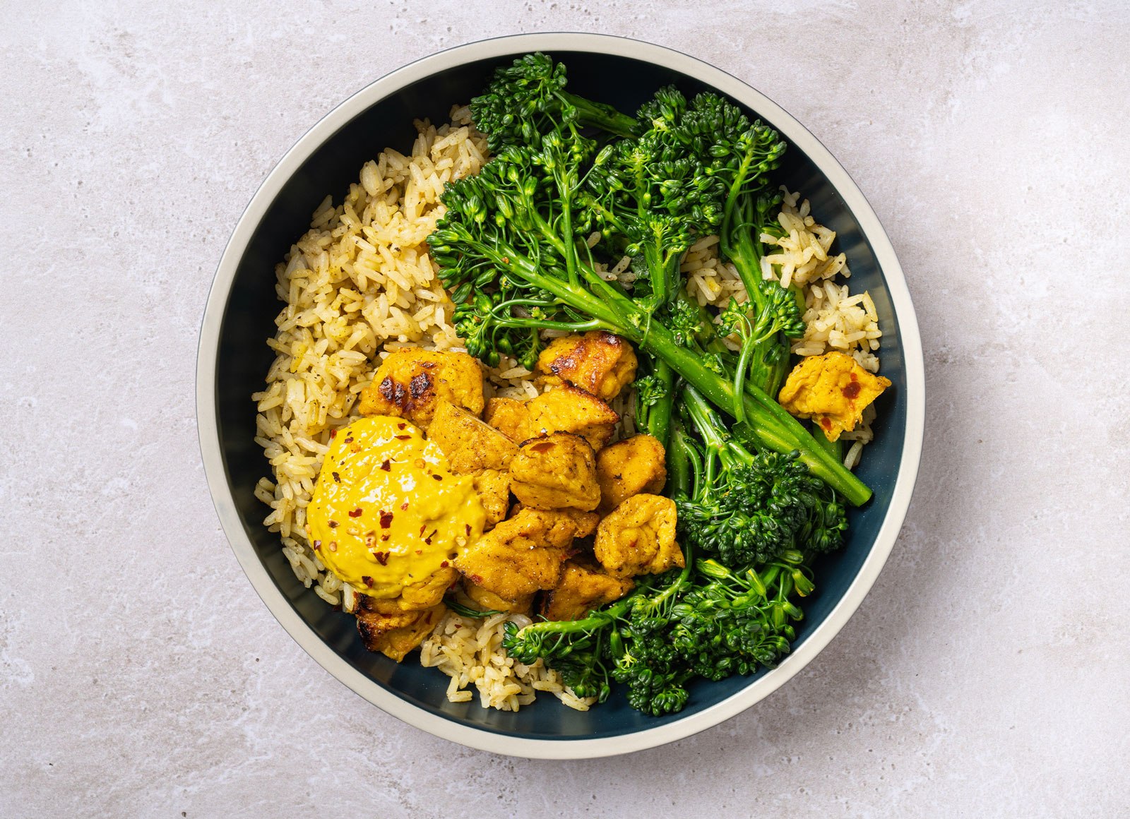 Curry Tofu + Broccoli Jasmine Rice Bowl