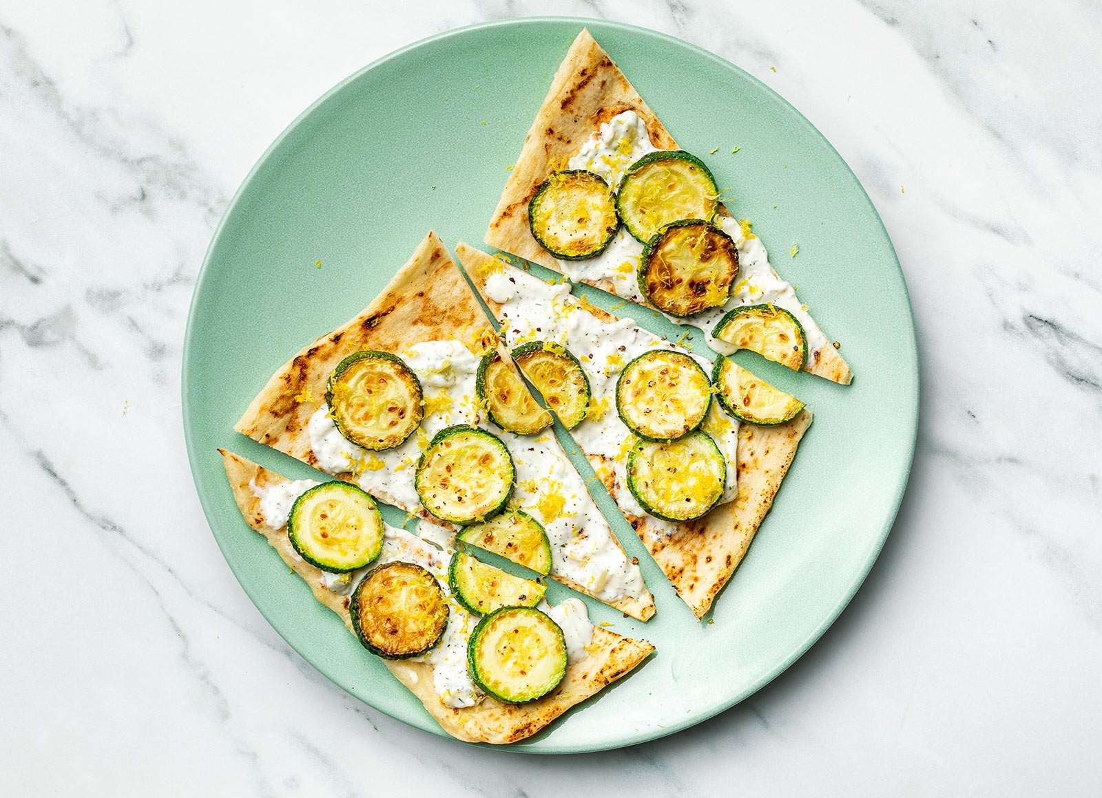 Lemony Zucchini + Tzatziki Flatbread | Hungryroot