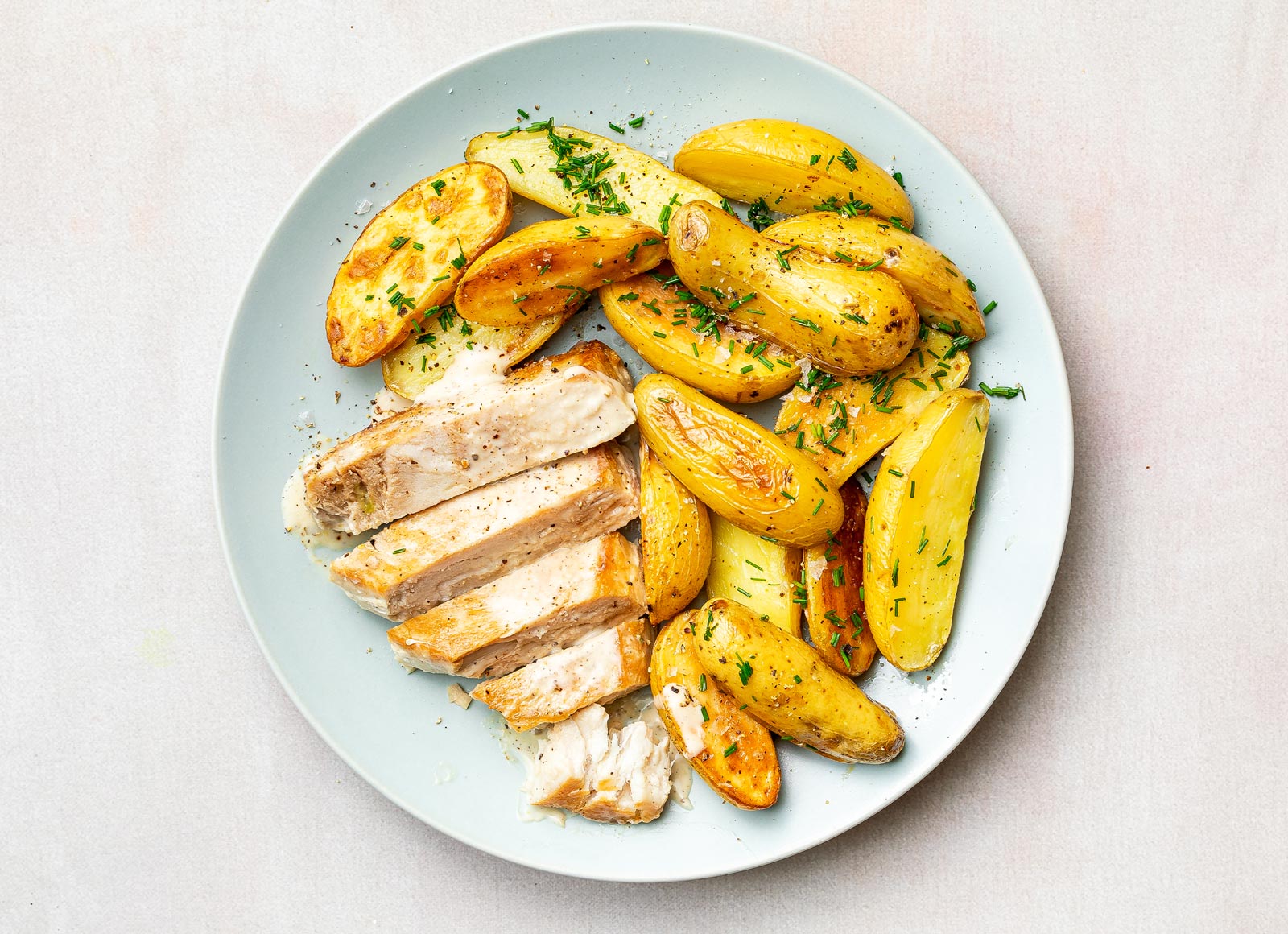Seared Caesar Tuna + Chive Roasted Potatoes