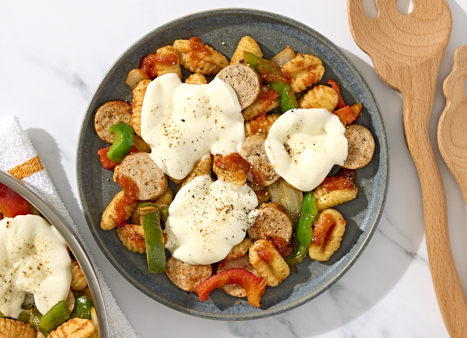 One-Pan Cheesy Sweet Italian Pork Sausage n' Peppers Gnocchi