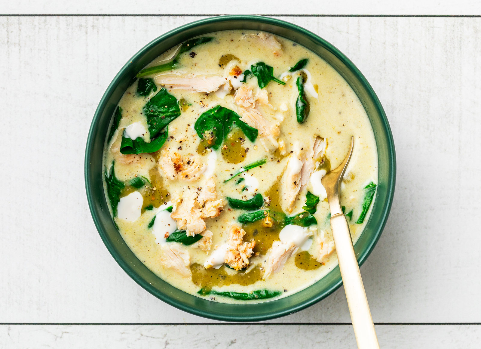 Chicken Enchilada Soup with Baby Spinach