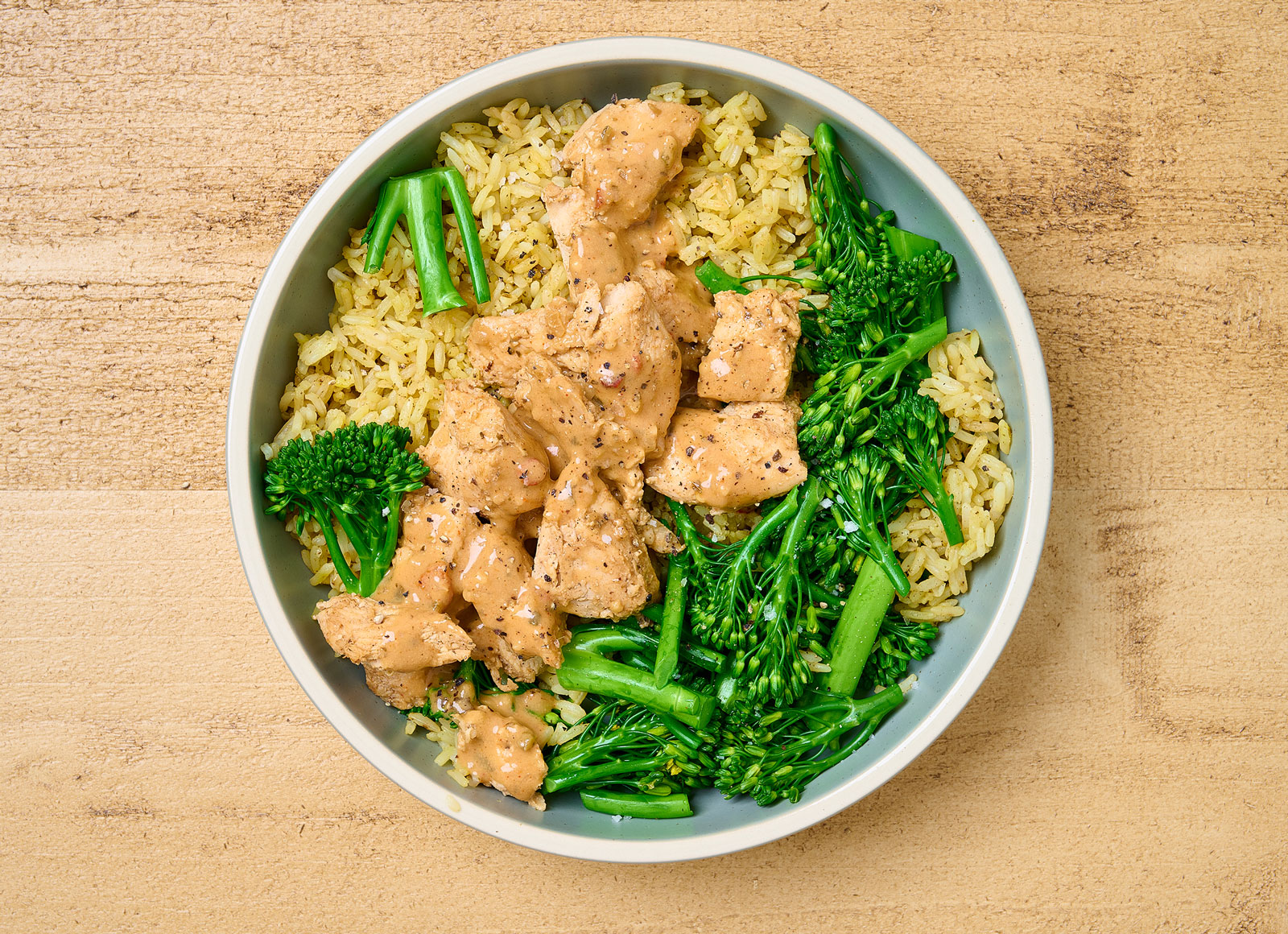 Lemongrass Chicken + Broccoli Seasoned Jasmine Rice Bowl