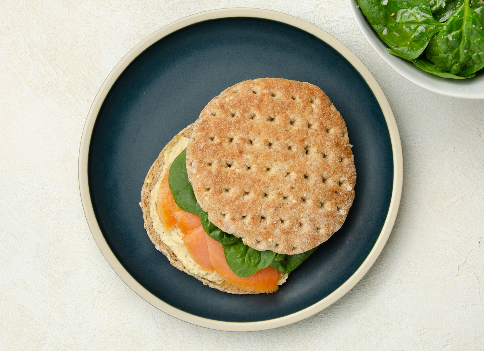 Creamy Smoked Salmon + Greens Sandwich with Baby Spinach