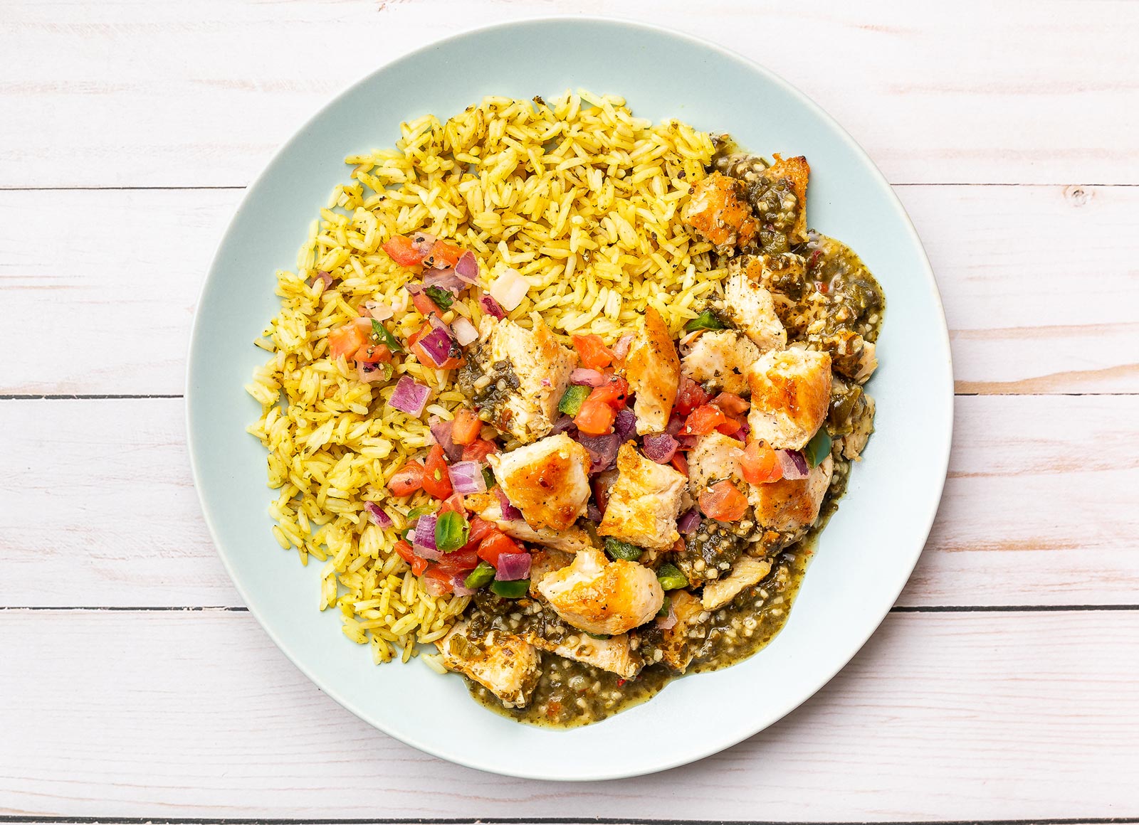 Cilantro Lime Chicken with Rice + Salsa