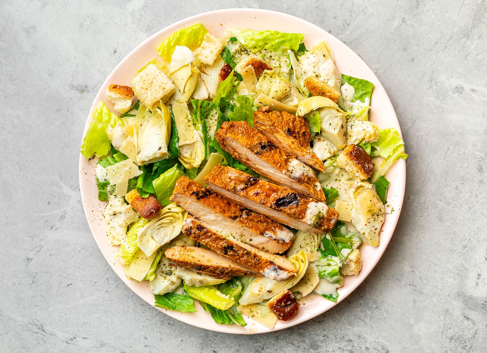 Hearty Chicken Artichoke Caesar Salad