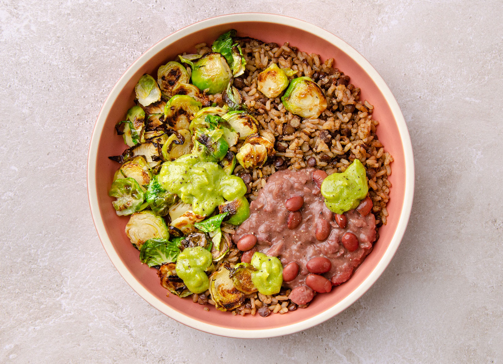 Refried Red Bean + Brussels Protein Bowl