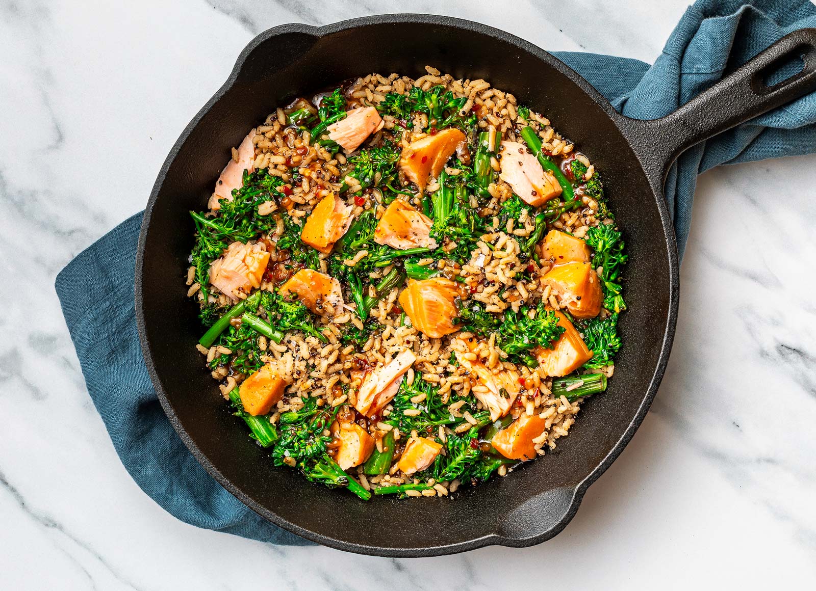 Sesame Ginger Salmon 'n Broccoli Brown Rice Stir-Fry