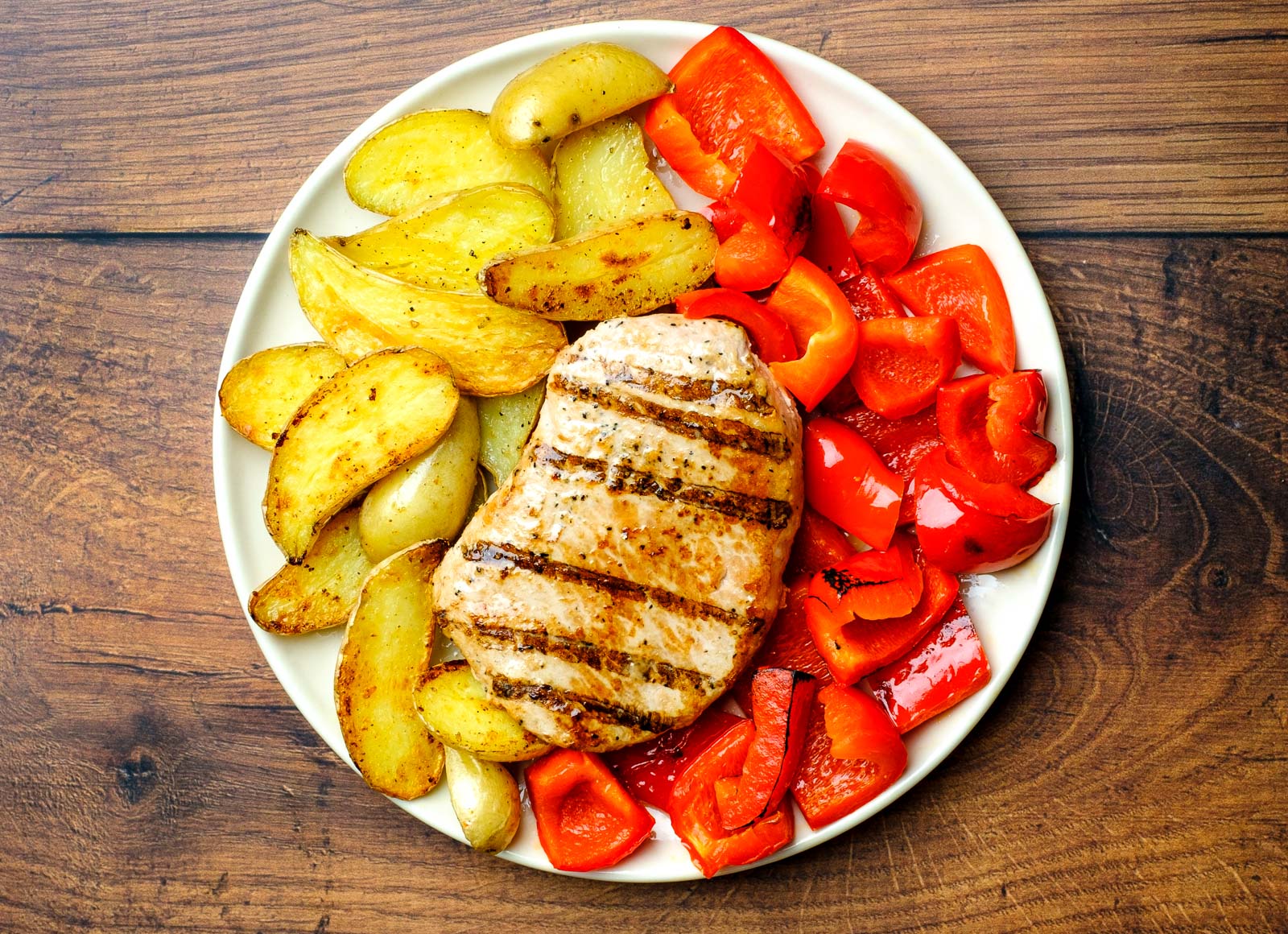 Grilled Pork Chops with Roasted Fingerling Potatoes