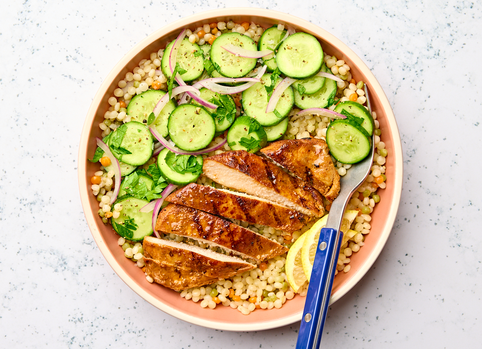 Blackened Chicken + Cucumber Couscous