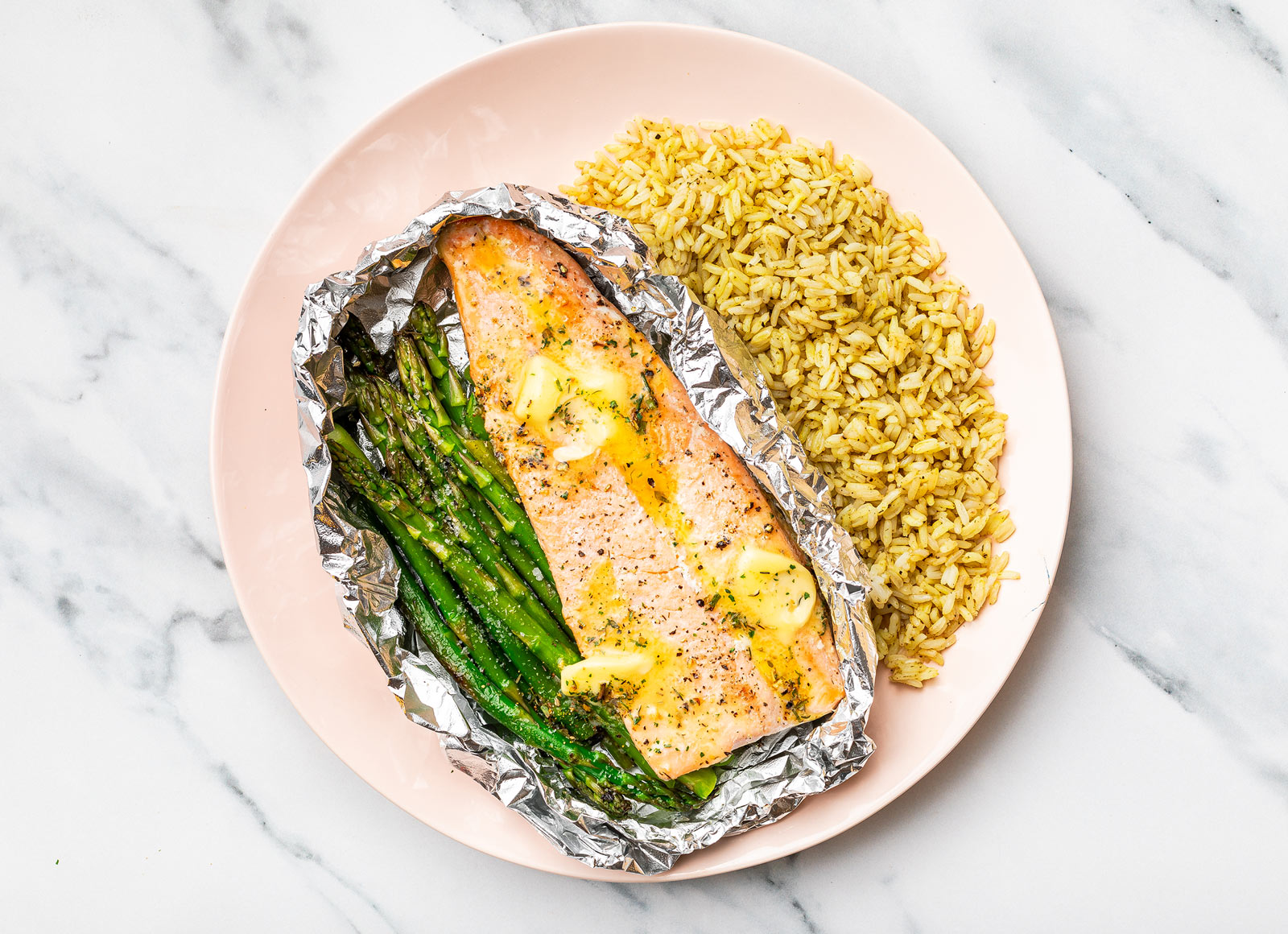 Easy-Cleanup Slow Churned Herb Pasture Butter Trout + Asparagus