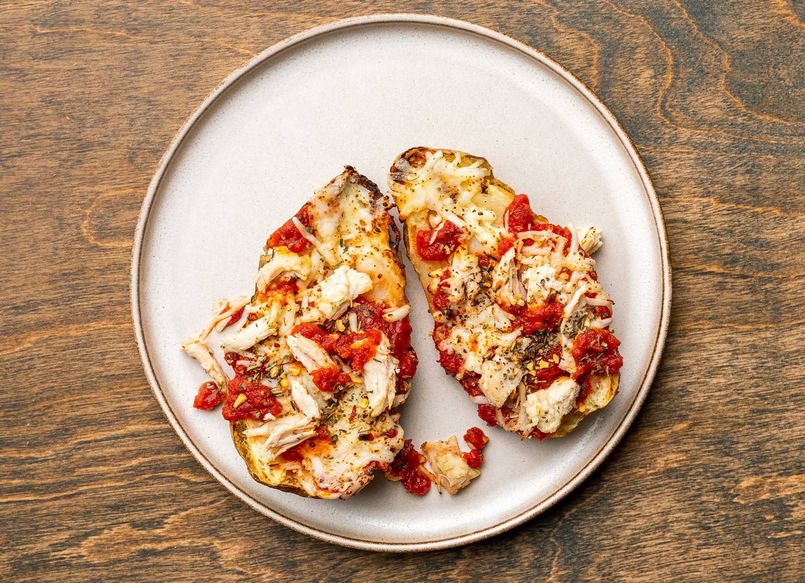 Chicken Parm Loaded Baked Microwave-Ready Russet Potato