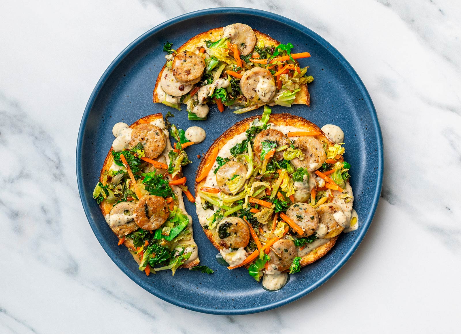Super Spinach Sausage Cauli Toasts