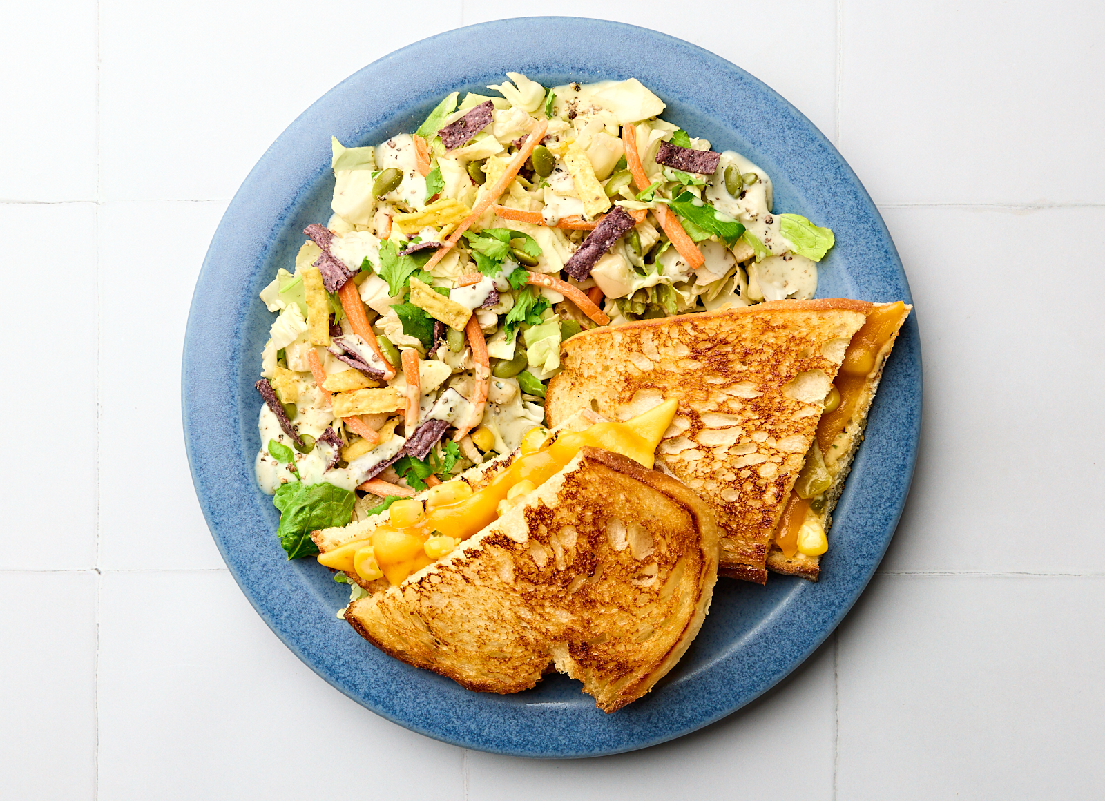 Grilled Cheese with Mexican Street Corn + Cheddar on Country Bread