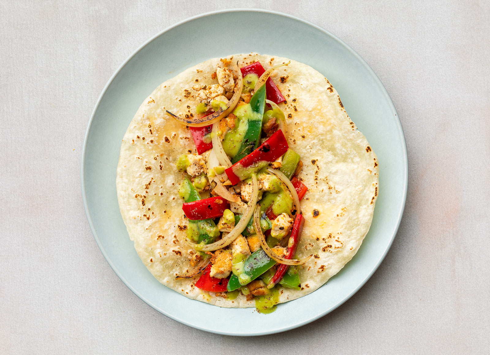 Fajita-Style Savory Spiced Tofu Bites Tacos