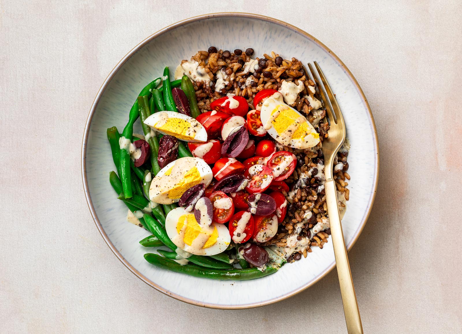 Veggie Nicoise-Inspired Rice Bowl