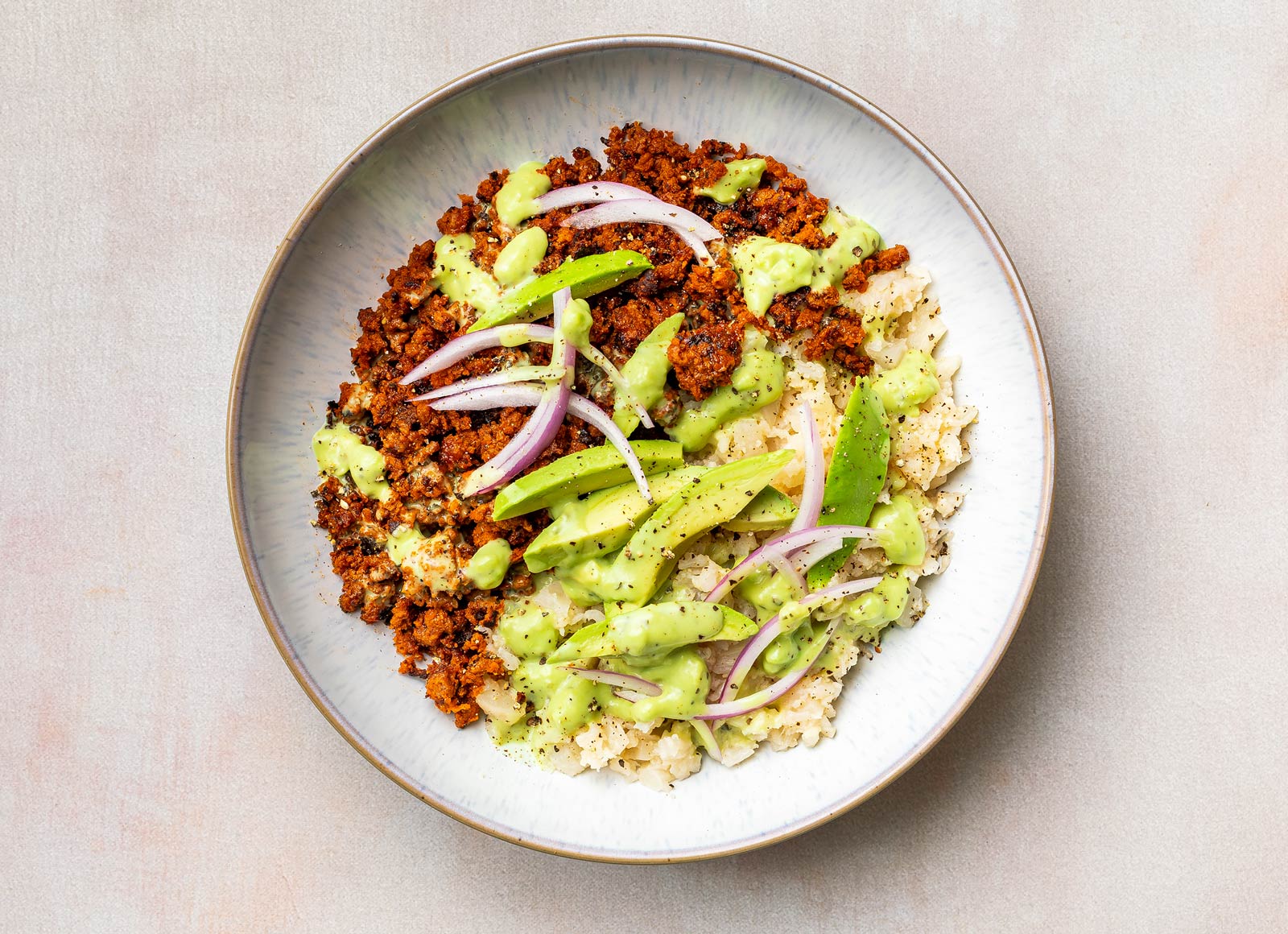 Green Goddess "Chorizo" Cauli Rice Bowl