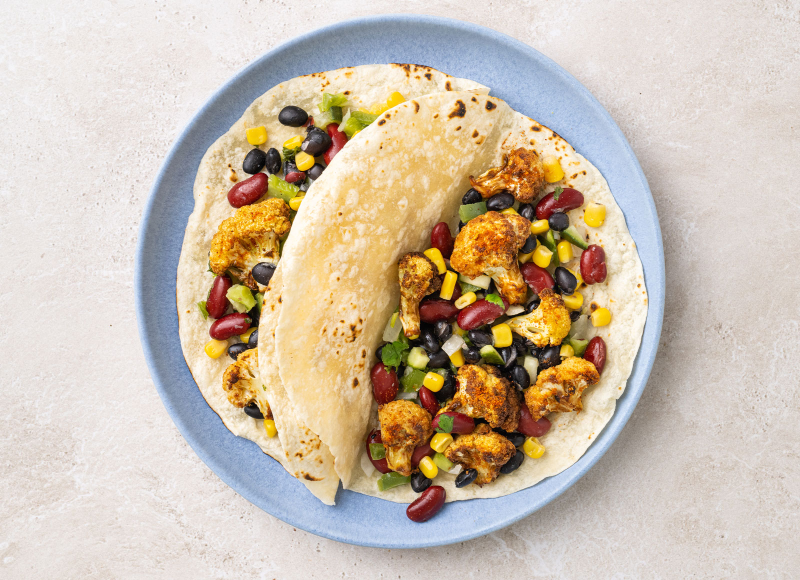 Spiced Cauliflower + Black Bean Tacos