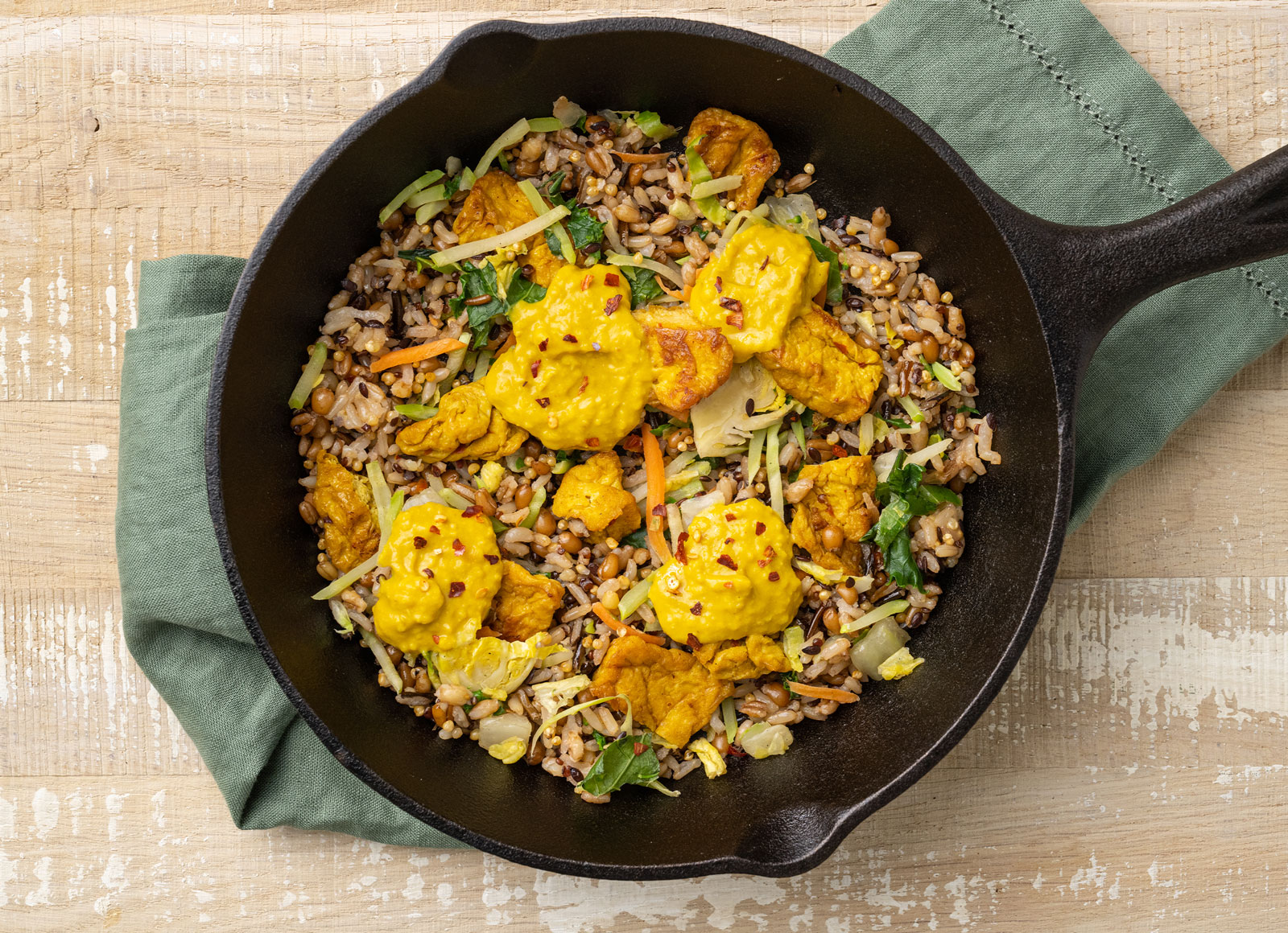 Curry Tofu + Super 7-Grain Stir-Fry