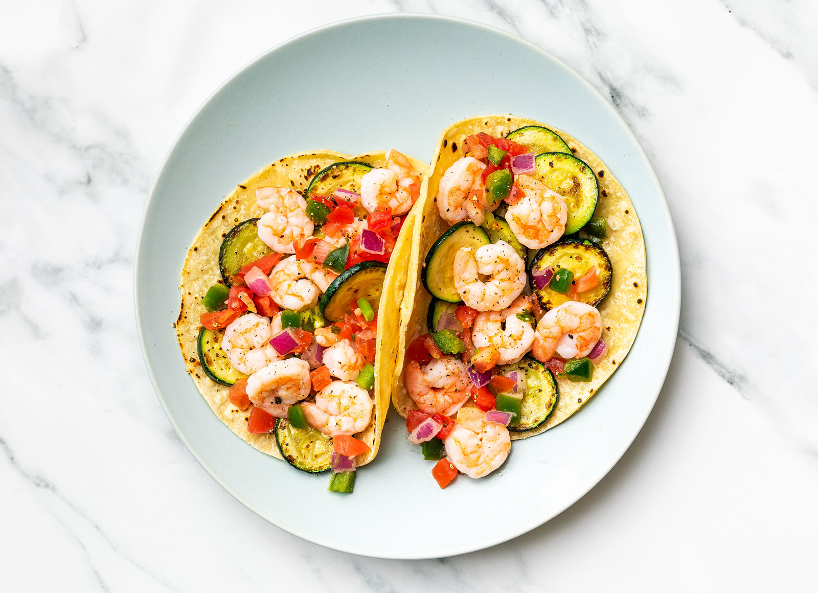 Summertime Salsa Shrimp Tacos with Zucchini