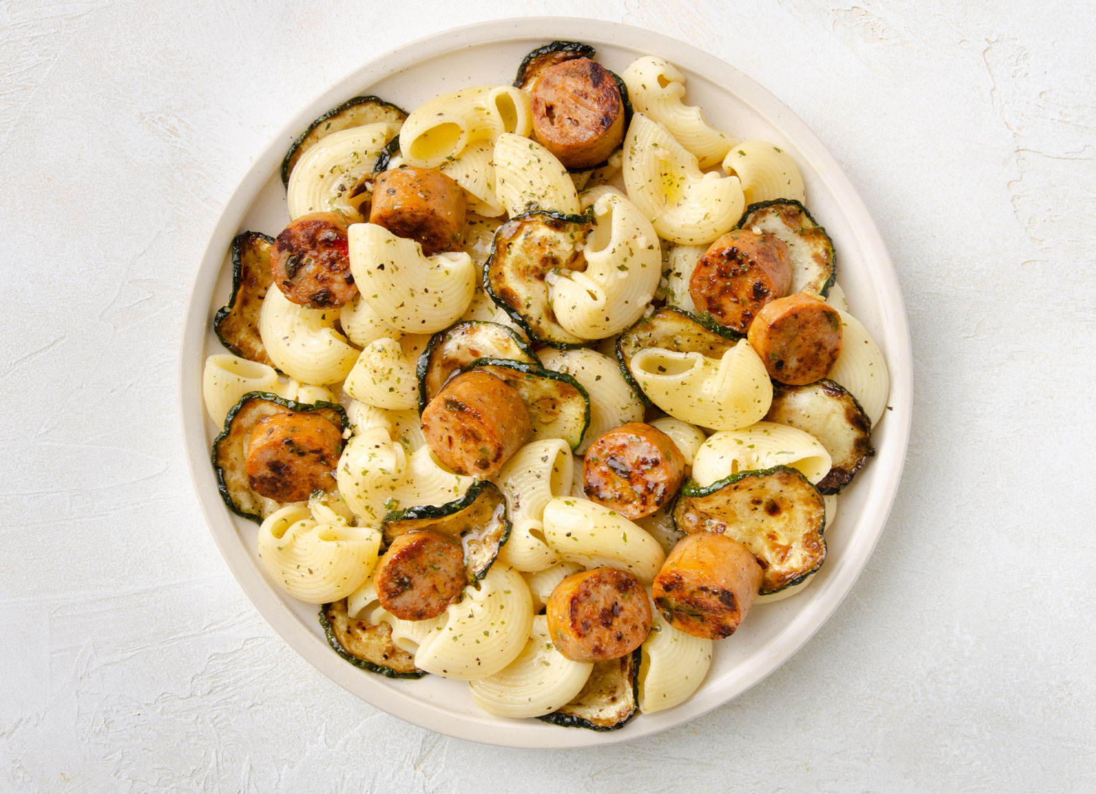 Balsamic Chicken Sausage + Veggie Chiocciole Pasta
