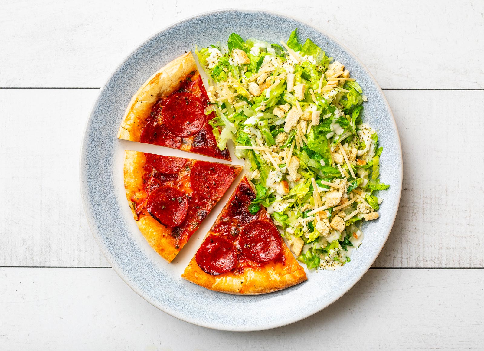 Pepperoni Pizza + Caesar Salad