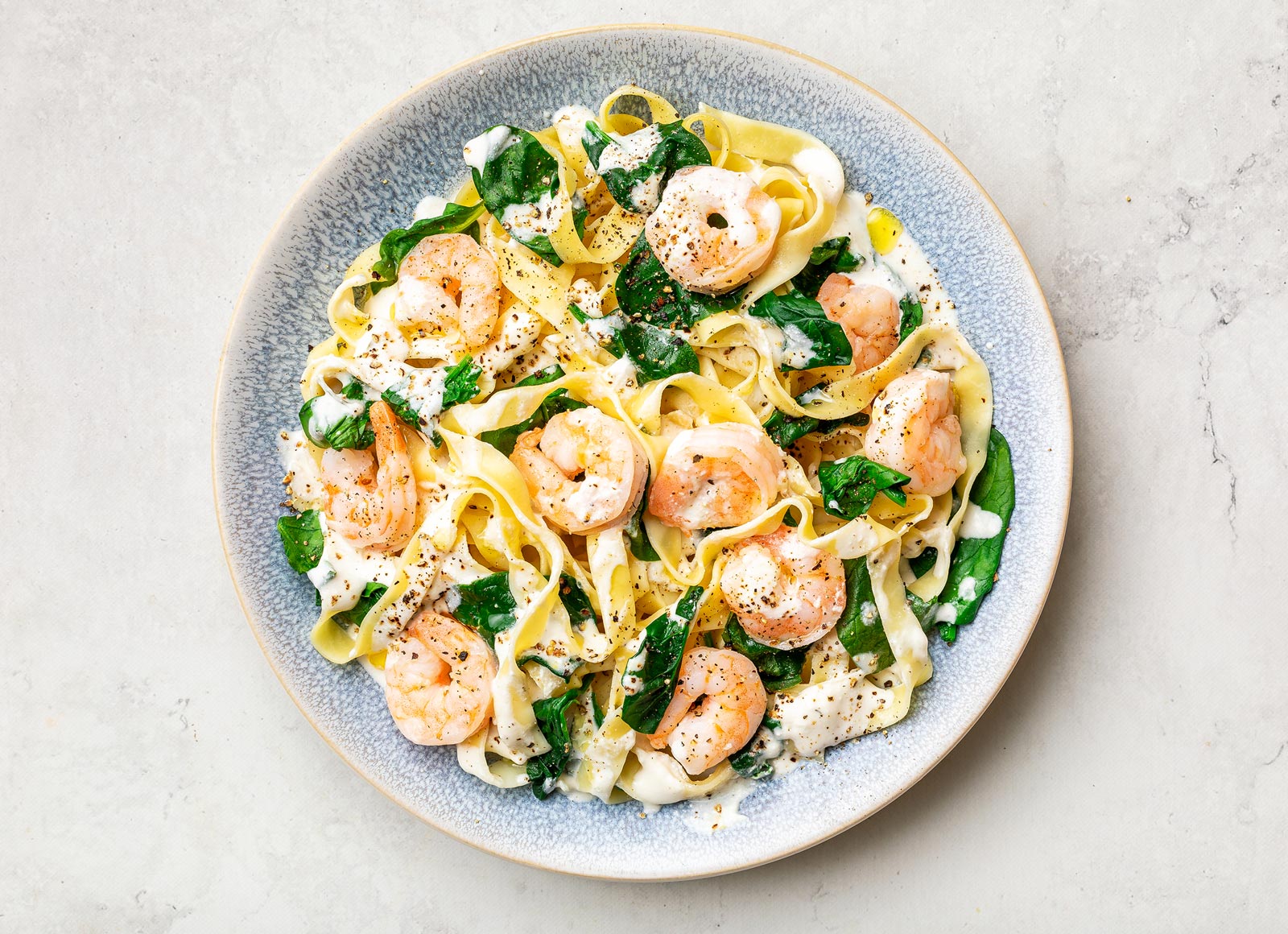 Shrimp + Greens Tagliatelle Alfredo