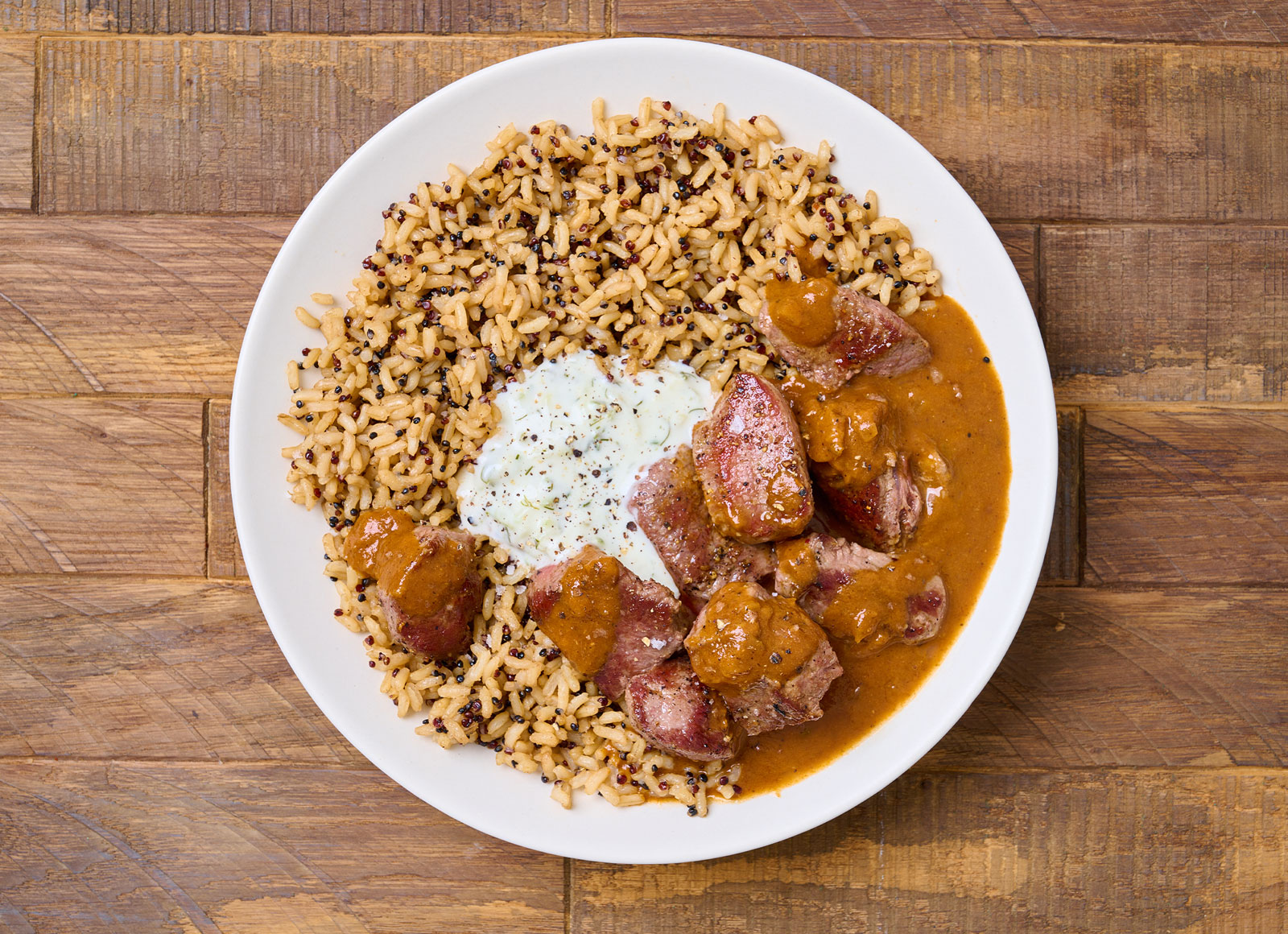 Spicy Curried Lamb Brown Rice Quinoa Blend Bowl