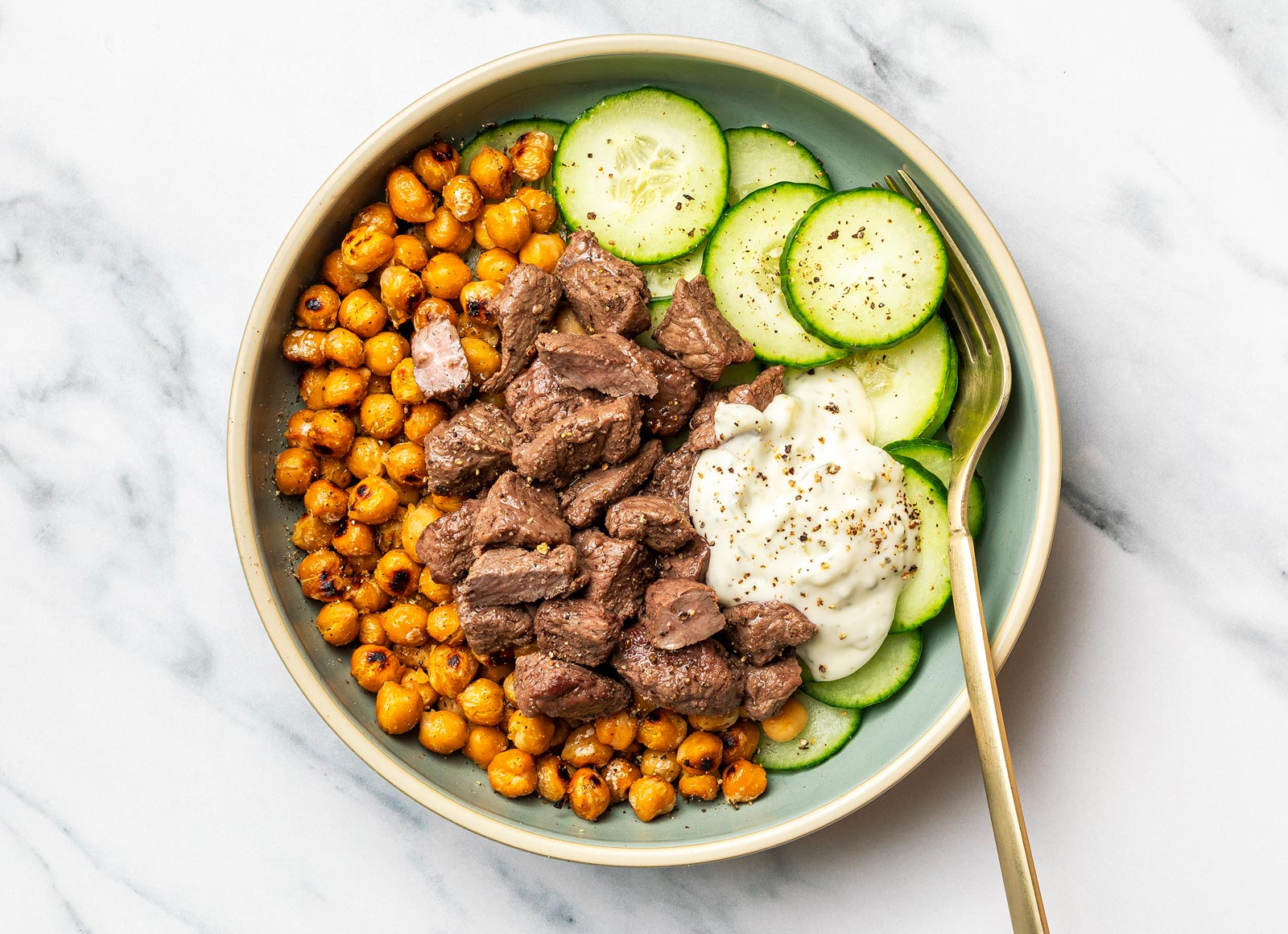 Farmhouse Tzatziki Bison Veggie Bowl | Hungryroot